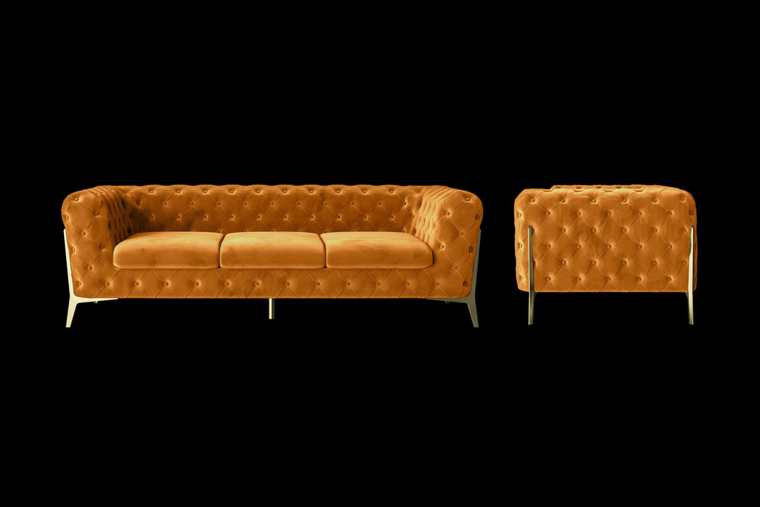 LIVELUSSO Sofa Vito 3 Seater Sofa Gold Velvet