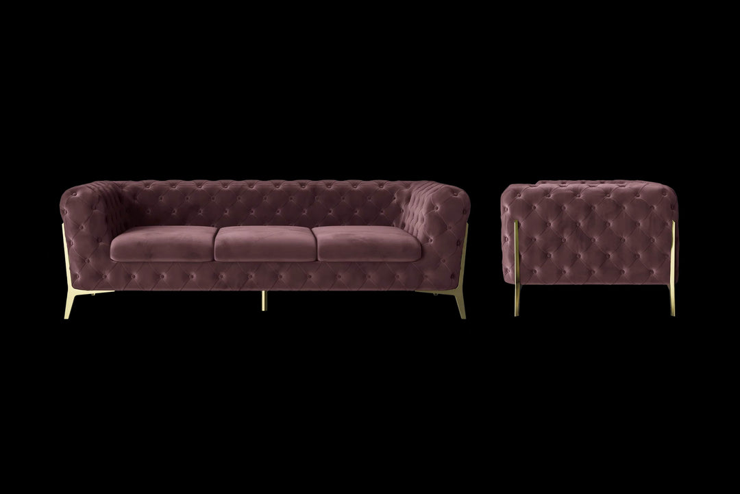 LIVELUSSO Sofa Vito 3 Seater Sofa Grape Velvet