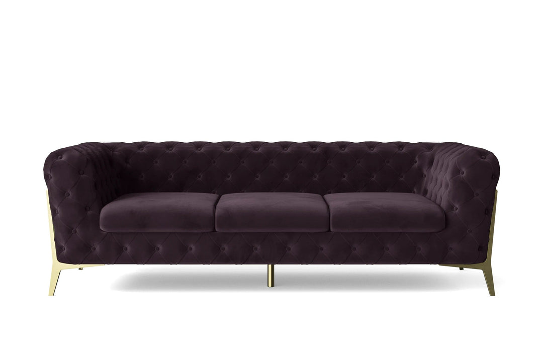 LIVELUSSO Sofa Vito 3 Seater Sofa Purple Velvet