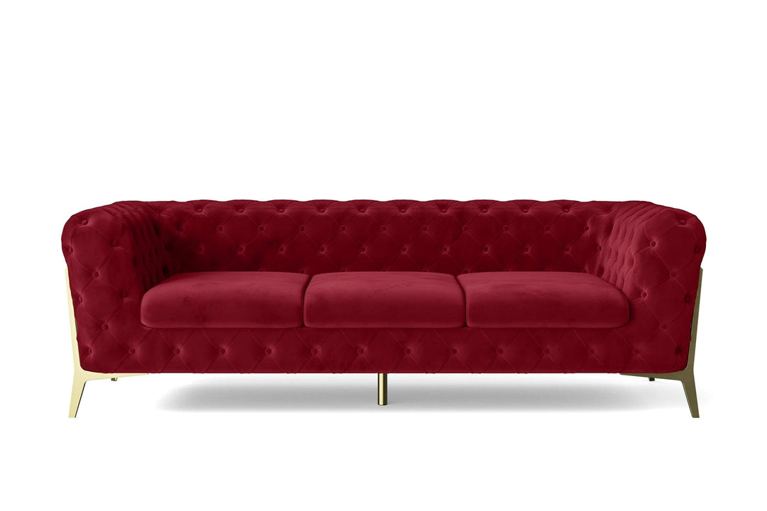 LIVELUSSO Sofa Vito 3 Seater Sofa Red Velvet