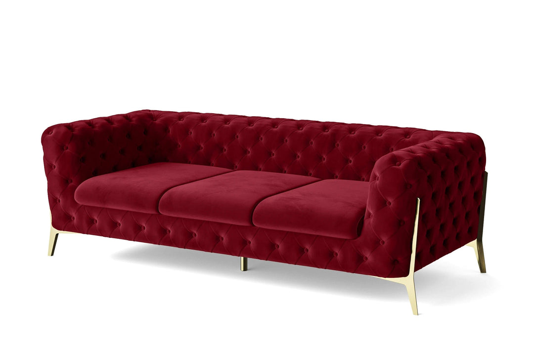 LIVELUSSO Sofa Vito 3 Seater Sofa Red Velvet