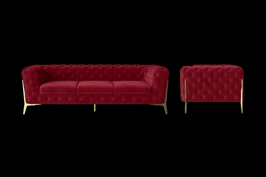 LIVELUSSO Sofa Vito 3 Seater Sofa Red Velvet