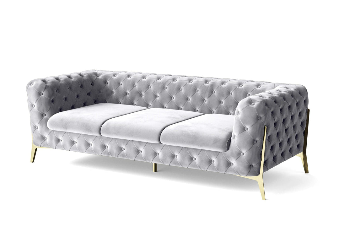 LIVELUSSO Sofa Vito 3 Seater Sofa Silver Velvet