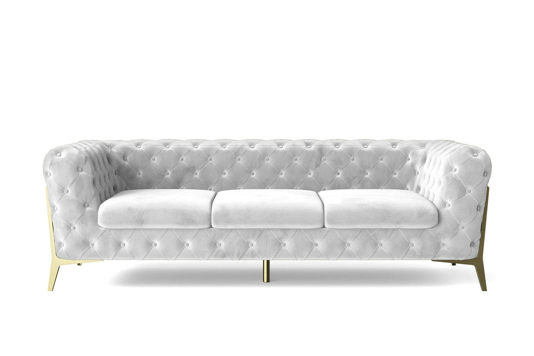 LIVELUSSO Sofa Vito 3 Seater Sofa White Velvet