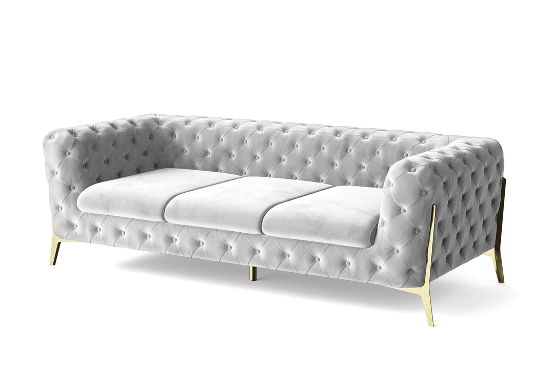 LIVELUSSO Sofa Vito 3 Seater Sofa White Velvet