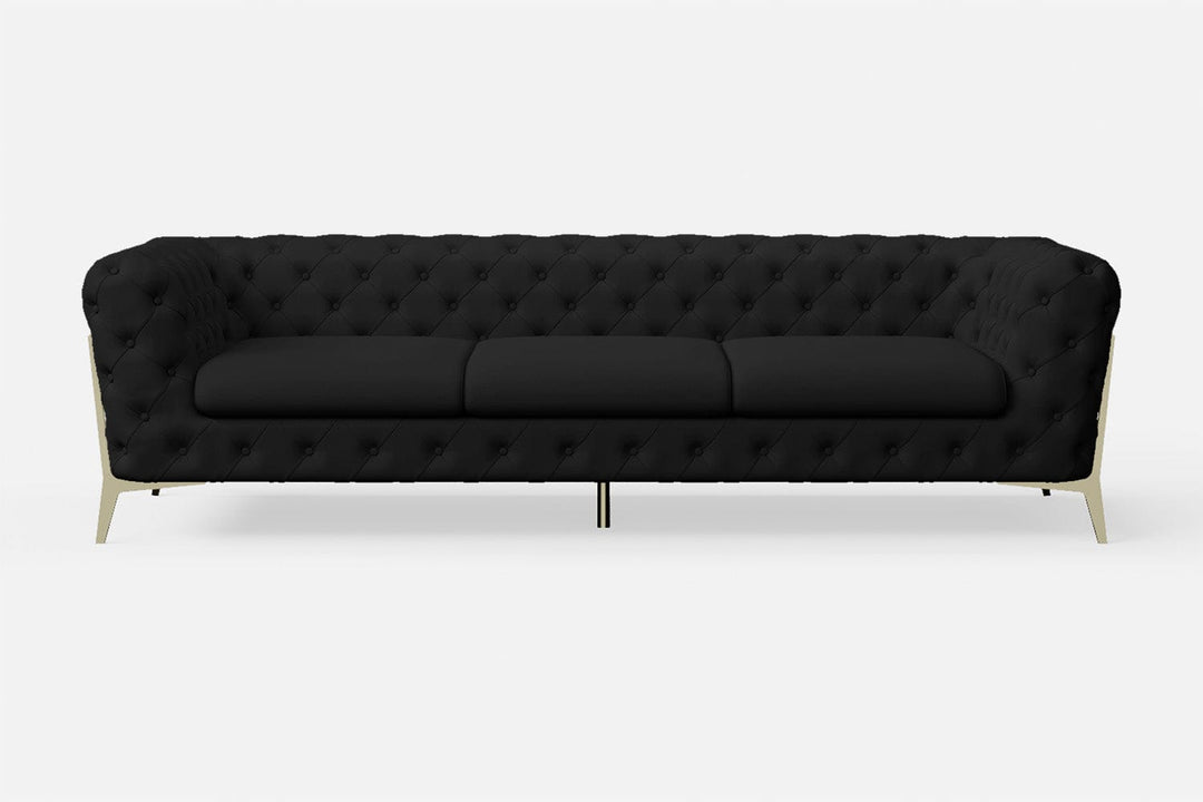 LIVELUSSO Sofa Vito 4 Seater Sofa Black Leather