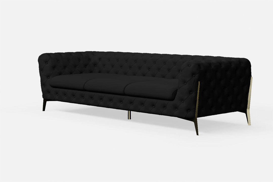 LIVELUSSO Sofa Vito 4 Seater Sofa Black Leather