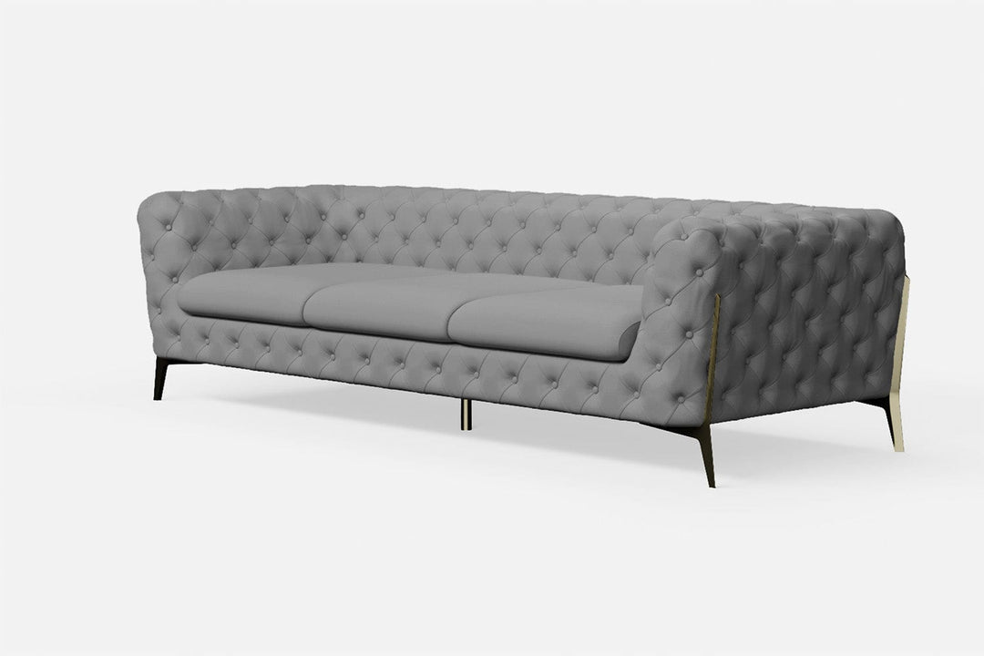 LIVELUSSO Sofa Vito 4 Seater Sofa Grey Leather