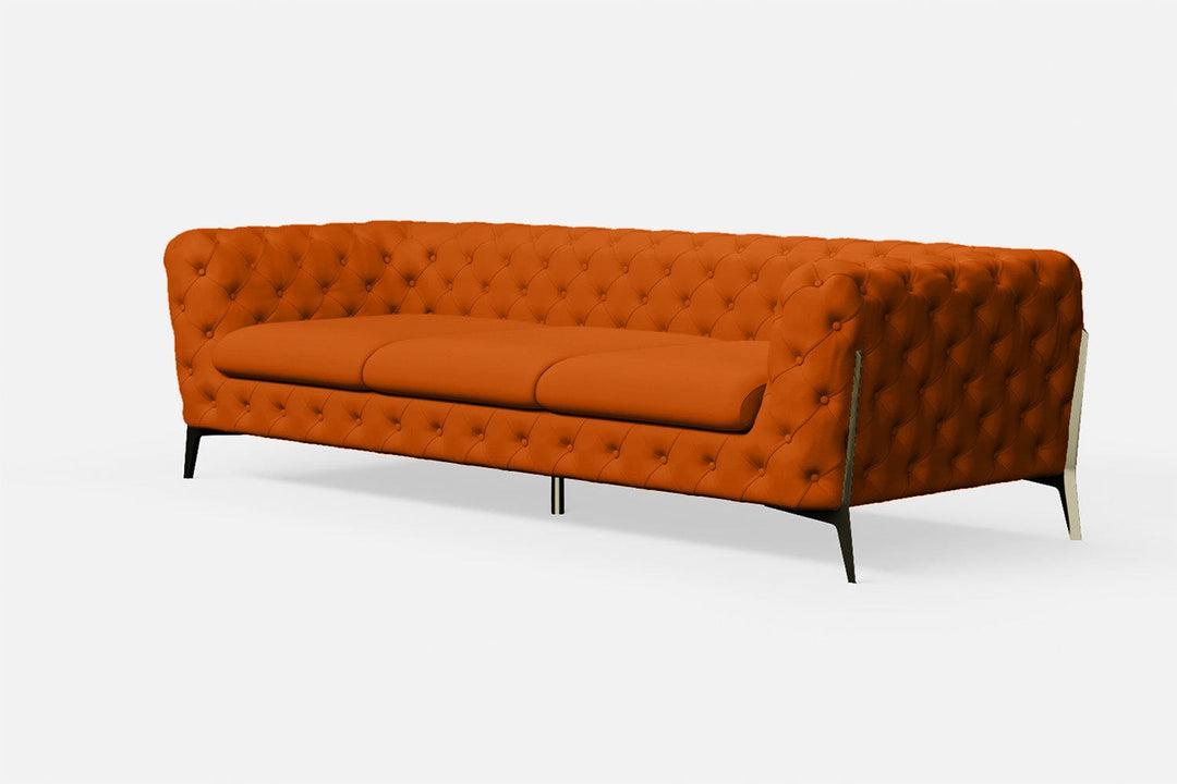 LIVELUSSO Sofa Vito 4 Seater Sofa Orange Leather