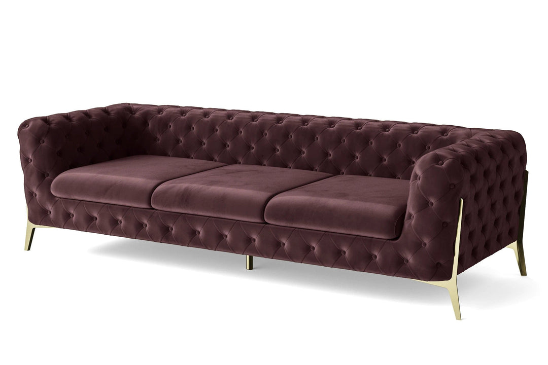 LIVELUSSO Sofa Vito 4 Seater Sofa Grape Velvet