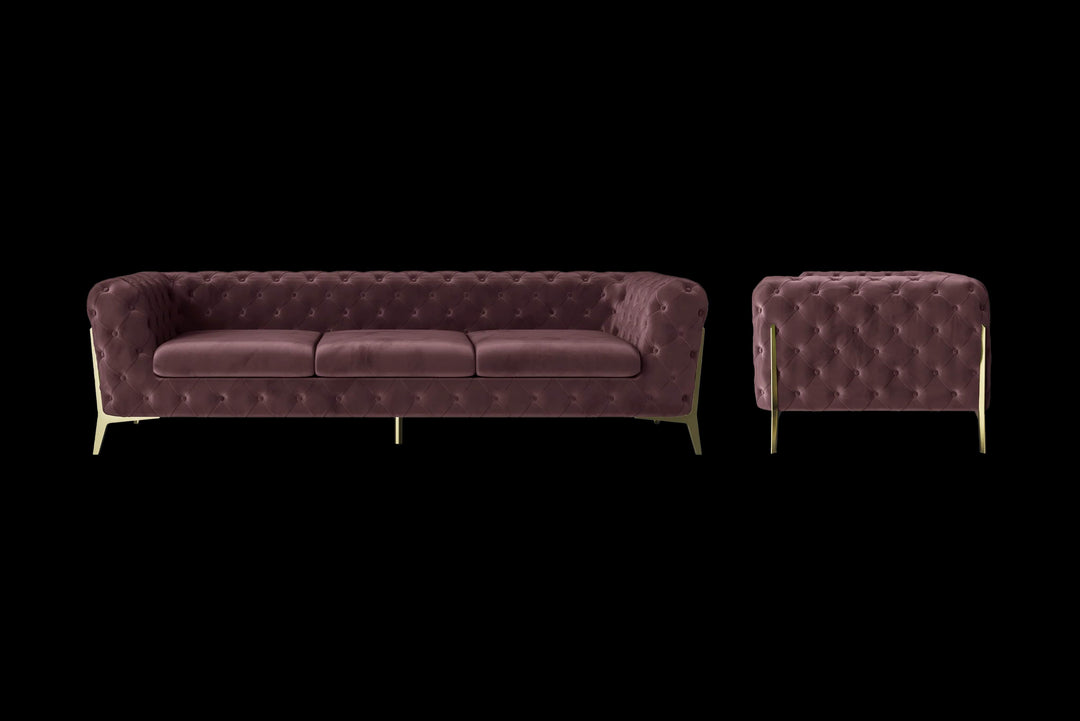 LIVELUSSO Sofa Vito 4 Seater Sofa Grape Velvet