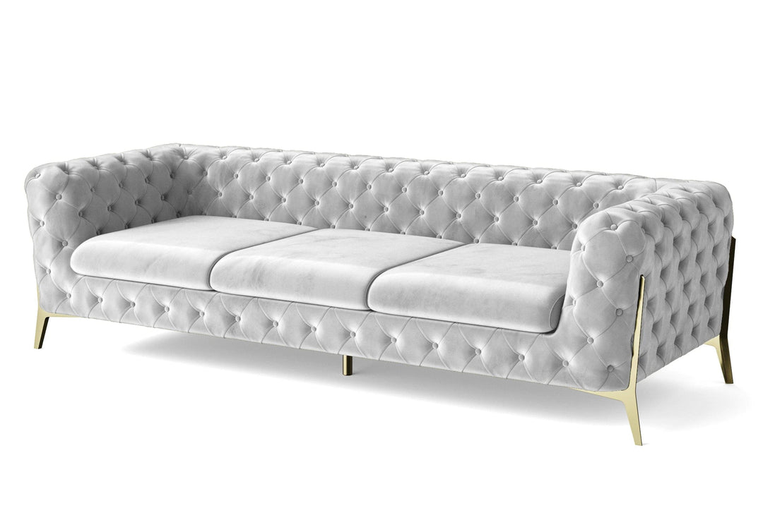 LIVELUSSO Sofa Vito 4 Seater Sofa White Velvet