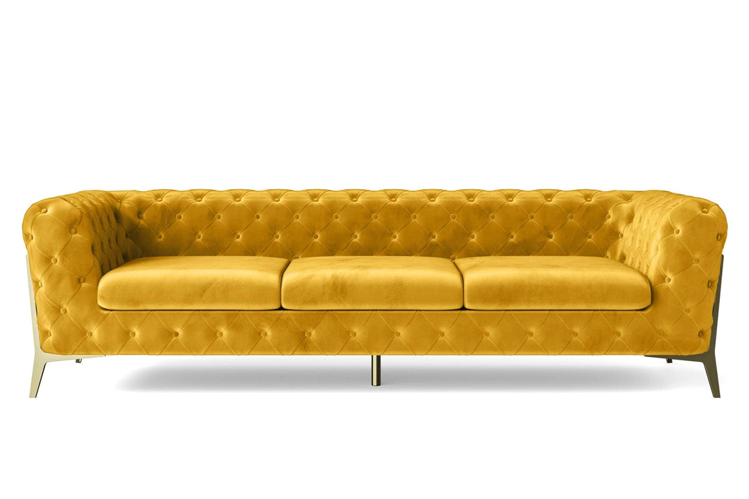 LIVELUSSO Sofa Vito 4 Seater Sofa Yellow Velvet